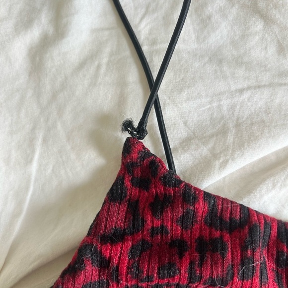 Garage Y2K Retro Leopard Print Red Cami Top - Picture 2 of 4
